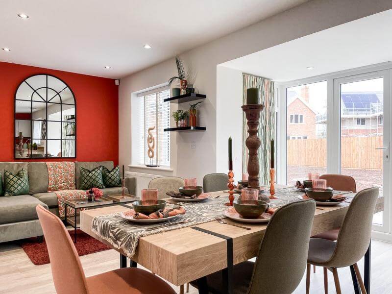 Image of Living/Diner with a Red Feature Wall