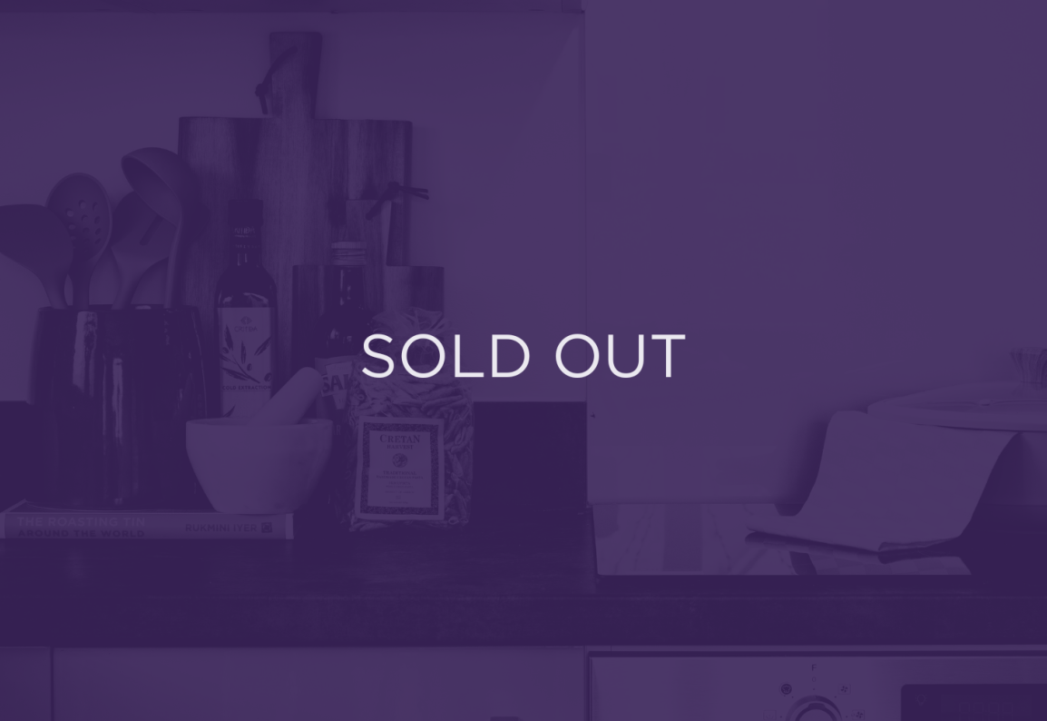 an image of a kitchen, with a purple overlay and text that says sold out