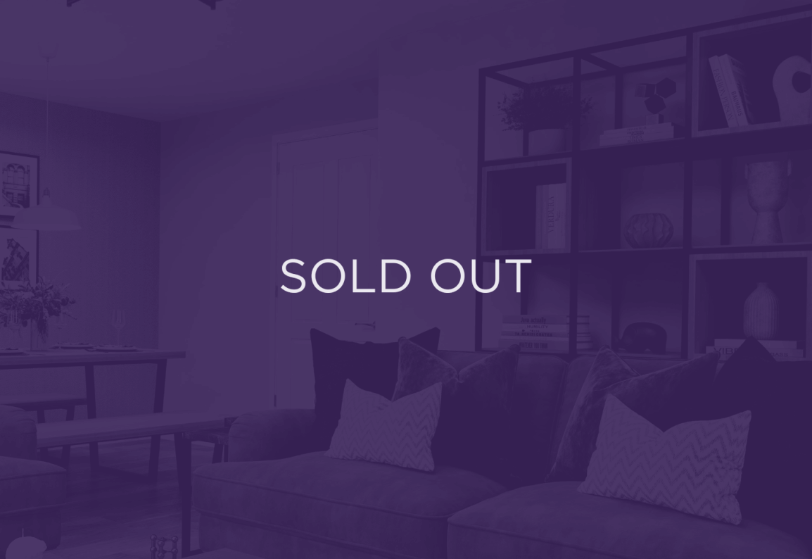 an image of a living room, with a purple overlay and text that says sold out