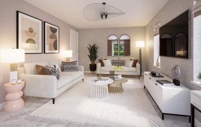 Living Room Internal CGI for The Spires Show Home