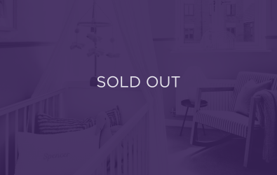 a wide shot of a nursery, with a purple overlay and text that says sold out