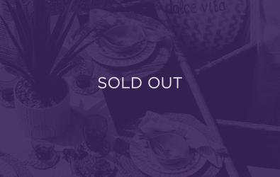 An image of some plants, with a purple overlay and text that says sold out