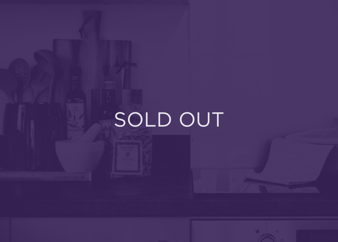 an image of a kitchen, with a purple overlay and text that says sold out